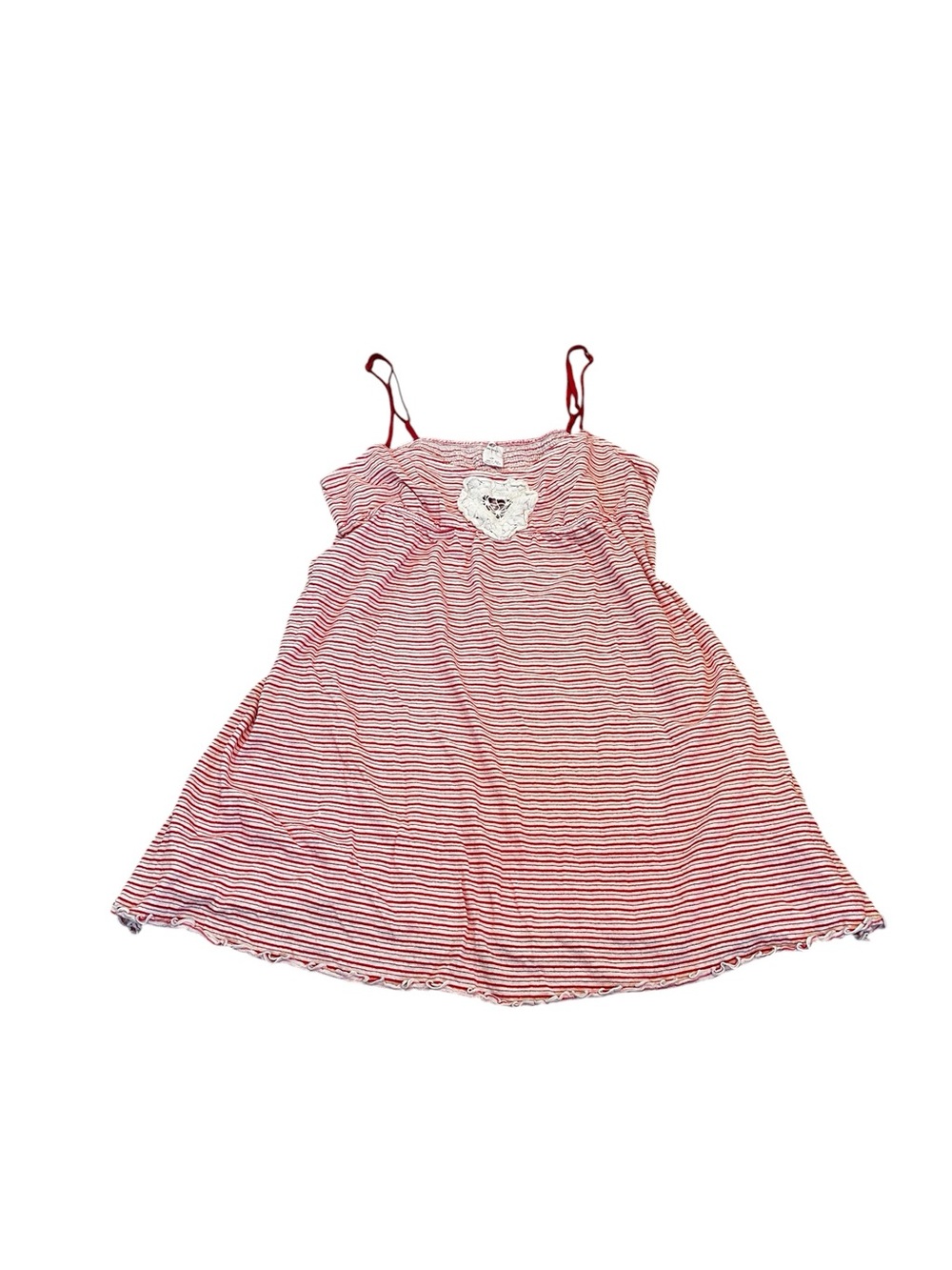 Vintage Free People Babydoll Red White Striped Ruffle Hem Y2K Coquette Feminine